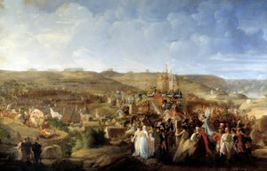 نابليون الأول (1769-1821) يوزع الصلبان من جوقة الشرف في معسكر بولوني 16/08/1804 رسم لفيليب أوغست هينيكين (1762-1833) 1804 صن. 3،19x4،83 م.