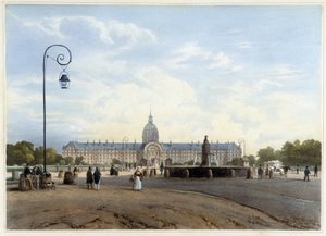 فندق Hôtel des Invalides يُرى من Champ de Mars - في "" المشي في باريس والمناطق المحيطة بها "، بقلم Jacottet and and Benoist ، محرر. جيهوت
