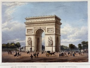 قوس النصر - في "" المشي في باريس ومحيطها "" ، صممه Jacottet and Benoist ، c. 1840