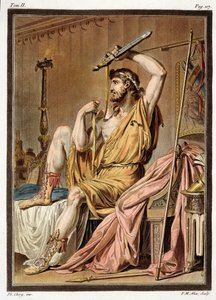 أجاممنون ، زي لـ "إيفيجينيا في Aulis" بقلم جان راسين ، من المجلد الثاني من "البحث في الأزياء ومسرح جميع الأمم" ، منقوش بواسطة بيير ميشيل أليكس (1762-1817) 1802 (نقش ملون