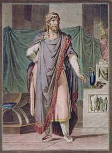 Antiochus ، زي لـ "Berenice" لجان راسين ، من المجلد الثاني من "Research on the Costumes and Theatre of All Nations" ، منقوش بواسطة Pierre Michel Alix (1762-1817) 1802
