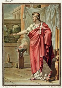 بيروس ، زي لـ "Andromache" لجان راسين ، من المجلد الأول من "البحث في الأزياء ومسرح جميع الأمم" ، منقوش بواسطة Pierre Michel Alix (1762-1817) 1802