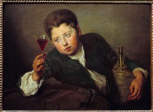 Le jeune degustateur Painting by Philippe Mercier (1689-1760) (ec.angl.) 18th century Sun. 0,5x0,67 m