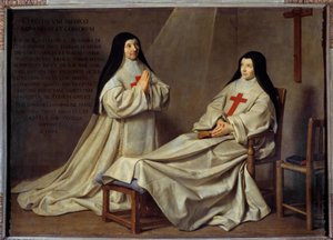 Jansenism: “” Portrait of Mother Catherine Agnes Arnauld (1593-1671) and Sister Catherine de Sainte Suzanne Champaigne (1636-1686), daughter of the artist””” Mother Catherine-Agnes of Saint-Paul called Agnes Arnauld was the abbess of the abbey of Port Roya بواسطة فيليب دي شامبين