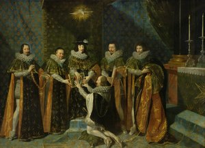 لويس الثالث عشر (1601-1643) استلام هنري دورليانز (1595-1663) دوك دي لونجفيل ، في وسام القديس إسبريت ، 1633 بواسطة فيليب دي شامبين