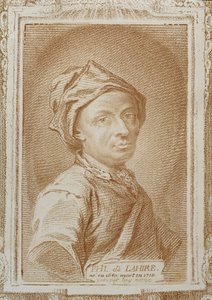 صورة شخصية لفيليب دي لا هير (1640-1718) ، رسم توضيحي من "هيستوار ديس ماثيماتيكينز" بواسطة الكسندر سافيرين (1720-1805) ، نُشر في باريس 1766 بواسطة فيليب دي لا هير