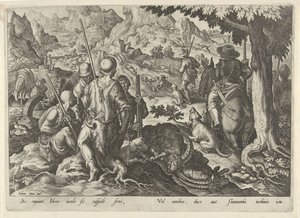 Jacht op berggeiten Jachttaferelen (عنوان المسلسل) وفيه كل نوع من الصيد والطيور وصيد الأسماك (عنوان السلسلة) بواسطة جان فان دير سترايت