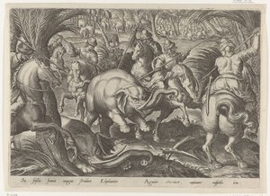 Jacht op olifante Jachttaferelen (عنوان المسلسل) وفيه كل نوع من الصيد والطيور وصيد الأسماك (عنوان السلسلة) بواسطة فيليبس جالي