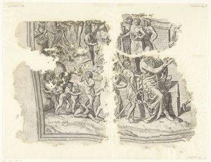 الزاوية اليسرى السفلى لطبعة مشهد سيبيس Tabula Cebetis Carta Vitae (العنوان الأصلي) بواسطة جوس دي بوشر
