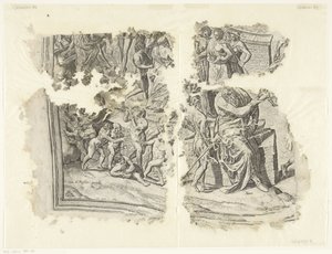 الزاوية اليسرى السفلى لطبعة مشهد سيبيس Tabula Cebetis Carta Vitae (العنوان الأصلي) بواسطة جوس دي بوشر