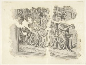 الزاوية اليسرى السفلى لطبعة مشهد سيبيس Tabula Cebetis Carta Vitae (العنوان الأصلي) بواسطة جوس دي بوشر