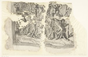الزاوية اليسرى السفلى لطبعة مشهد سيبيس Tabula Cebetis Carta Vitae (العنوان الأصلي) بواسطة جوس دي بوشر