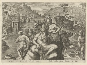 Nachtelijk vissen التقى een hengel Jachttaferelen (عنوان المسلسل) وفيه كل نوع من الصيد والطيور وصيد الأسماك (عنوان السلسلة) بواسطة فيليبس جالي