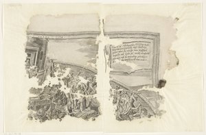 الزاوية اليمنى العليا لطبعة مشهد سيبيس Tabula Cebetis Carta Vitae (العنوان على الكائن) بواسطة جوس دي بوشر