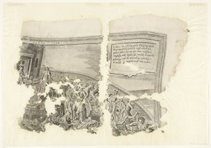 الزاوية اليمنى العليا لطبعة مشهد سيبيس Tabula Cebetis Carta Vitae (العنوان على الكائن) بواسطة جوس دي بوشر
