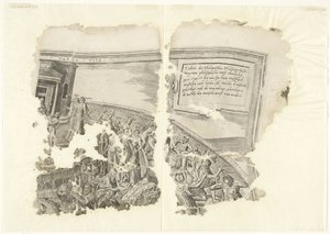 الزاوية اليمنى العليا لطبعة مشهد سيبيس Tabula Cebetis Carta Vitae (العنوان على الكائن) بواسطة جوس دي بوشر