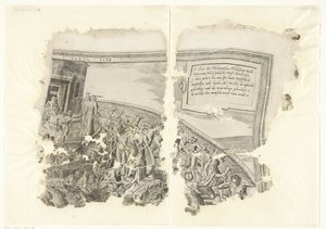 الزاوية اليمنى العليا لطبعة مشهد سيبيس Tabula Cebetis Carta Vitae (العنوان على الكائن) بواسطة جوس دي بوشر
