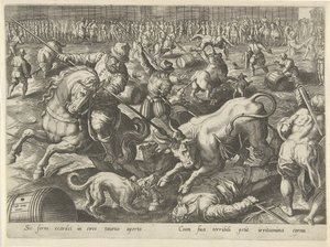 Stierengevecht Jachttaferelen (عنوان المسلسل) وفيه كل نوع من الصيد والطيور وصيد الأسماك (عنوان السلسلة) بواسطة جان فان دير سترايت