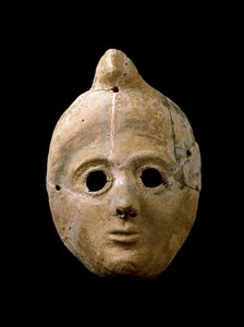الفن الفينقي: قناع المرأة المصنوع من الطين. من بويرتا دي لا تييرا. القرنين الرابع والثالث قبل الميلاد. Cadiz Museo de Cadiz إسبانيا بواسطة الفينيقي