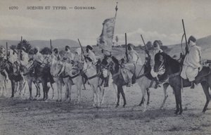 Goumiers المغاربة ، الجنود المسلمون الذين خدموا في الجيش الفرنسي لأفريقيا (b / w photo) بواسطة مصور فوتوغرافي فرنسي