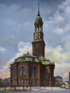 هامبورغ: Michaeliskirche ، احترقت في 3 يونيو 1906 ، أعيد بناؤها 1906-12 (صورة) بواسطة مصور فوتوغرافي ألماني