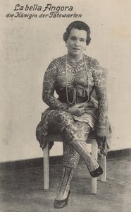 لا بيلا أنجورا ، ملكة الوشم (b / w photo) بواسطة مصور فوتوغرافي ألماني