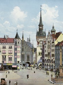 ميونيخ / ميونيخ: Marienplatz مع قاعة المدينة القديمة (صورة) بواسطة مصور فوتوغرافي ألماني