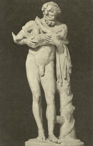 Silenus مع الطفل Dionysus ، النحت الروماني القديم في مجموعة Glyptothek ، ميونيخ ، ألمانيا (b / w photo) بواسطة مصور فوتوغرافي ألماني