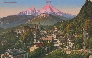 جبل واتزمان في بيرشتسجادن، ألمانيا. بطاقة بريدية أُرسلت عام 1913. بواسطة مصور فوتوغرافي ألماني