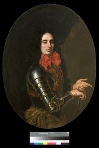 صورة رجل محترم بالدرع ووشاح أحمر ، 1650-70