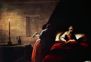 ميلاد العذراء، بريشة فرانشيسكو مازوتشيلي المعروف باسم إيل مورازوني (1573-1626)، لوحة، كنيسة سانتا ماريا دي لوريتو، أرونا، نوفارا، إيطاليا.