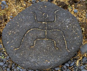 Stone engraving, Puako Petroglyph Archaeological District, Island of Hawaii, United States بواسطة بليز نيكولا لو سوير