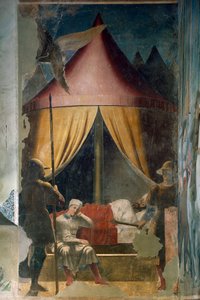 تاريخ الصليب الحقيقي. حلم قسطنطين. (لوحة جدارية بين 1459-1466) بواسطة بييرو ديلا فرانشيسكا
