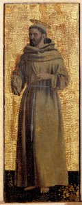Polyptic of Misericorde: عذراء Misericorde ، محاطة بالقديسين. التفاصيل تمثل القديس فرنسوا الأسيزي. الرسم على الخشب لبييرو ديلا فرانشيسكا (1415 / 20-1492) 1445-1460 خافت. 54x21 سم Sansepolcro ، Pinacoteca Comunale بواسطة بييرو ديلا فرانشيسكا