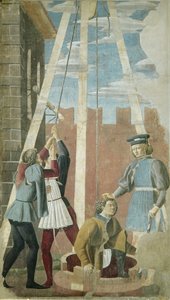 تعذيب اليهودي: تم سحب يهوذا من البئر ، من True Cross Cycle ، اشتكى عام 1464 (في الهواء الطلق) بواسطة بييرو ديلا فرانشيسكا