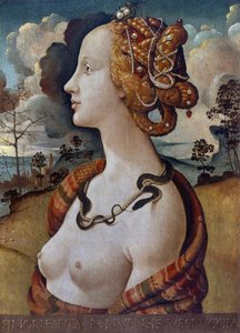 صورة لسيمونيتا فسبوتشي في دور كليوباترا (1453-1476)