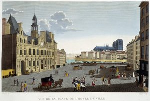 Place de l'Hotel de Ville ، حوالي عام 1820 - في "" مناظر باريس "لكورفوازييه