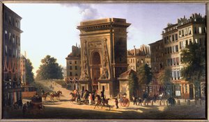 شارع معبد دو وبوابة سانت دينيس، باريس، حوالي 1810 (لوحة) بواسطة بيير الكسندر باو دي سان مارتن