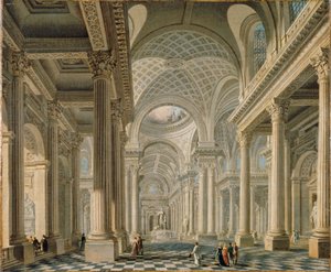 الجزء الداخلي من L'église de la Madeleine بعد تصميم المهندس المعماري بيير ... ، حوالي عام 1763.
