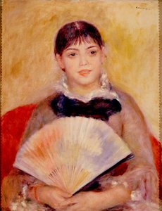 فتاة مع مروحة بواسطة Pierre Auguste Renoir