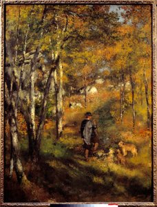 Jules Lecoeur وكلابه في غابة Fontainebleau. لوحة بيير أوغست رينوار (1841-1919) بواسطة بيير أوغست رينوار