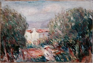 منظر طبيعي ، حوالي 1900 (زيت على ظهر السفينة) بواسطة بيير أوغست رينوار
