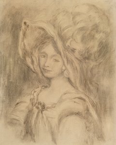 Mme Dieterle in a Hat ، c.1896 (فحم على ورق) بواسطة بيير أوغست رينوار