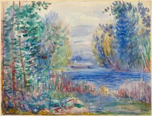 "Paysage de riviere" (منظر طبيعي للنهر) لوحة مائية من تصميم Pierre Auguste Renoir (1841-1919) 1890 الحجم 25.4x33.8 سم ألبرتينا ، فيينا بواسطة بيير أوغست رينوار