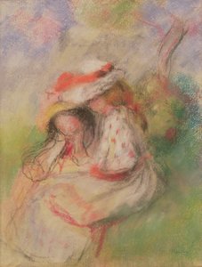 فتاتان صغيرتان في حديقة ، c.1885 (باستيل)