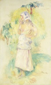 فلاح صغير يأكل تفاحة؛ شابة الفلاحين تأكل تفاحة ، c.1894 بواسطة بيير أوغست رينوار
