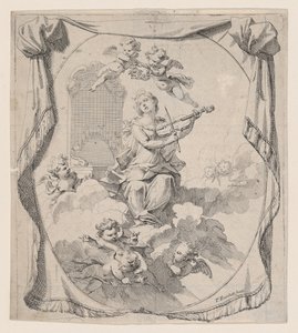 سانت سيسيليا على الغيوم التي رفعتها الملائكة ، 1696. ، 1696. بواسطة بيير بيرشيه