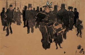 لو بوليفارد ، حوالي عام 1890 (ألوان مائية وحبر وغسل على ورق برتقالي) بواسطة بيير بونارد