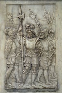 Halberdiers ، التفاصيل من مقبرة فرانسوا الأول وكلود دي فرانس ، بتكليف عام 1548 (رخام)