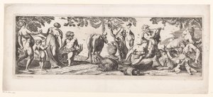 يستريح Silenus وحاشيته في منظر طبيعي بواسطة جان ليبلوند (أنا)